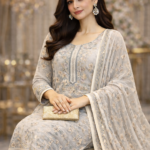 grey embroidered Pakistani dress