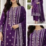 Purple Embroidered Pakistani Dress
