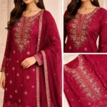 Maroon Embroidered Pakistani Dress