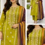 Mustard Green Pakistani Dress