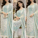 Cream Floral Pakistani Dresses
