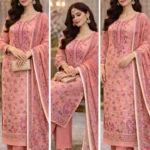 Peach Floral Pakistani Dress